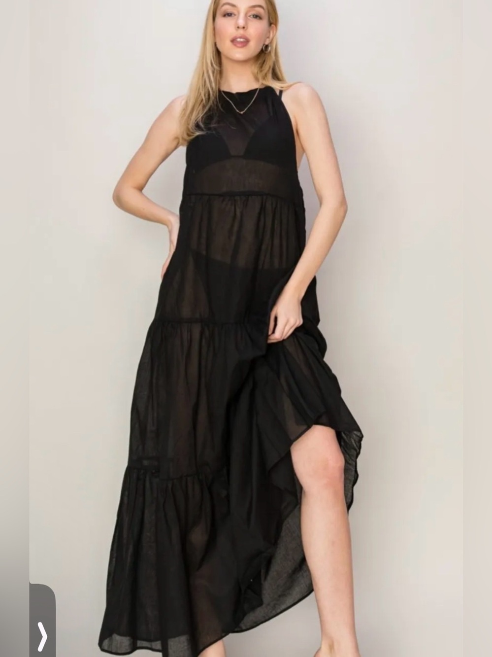 Black Sheer Beach coverup Maxi Dress
